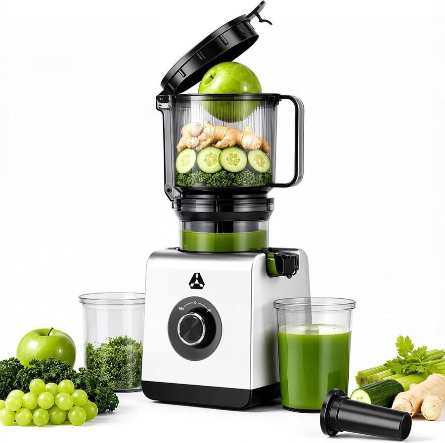 SnelShoppen AAOBOSI Sapcentrifuge Slow Juicer 165 mm XXL-vulschacht voor hele vruchten en groenten sapcentrifuge voor groenten en fruit zilvergr