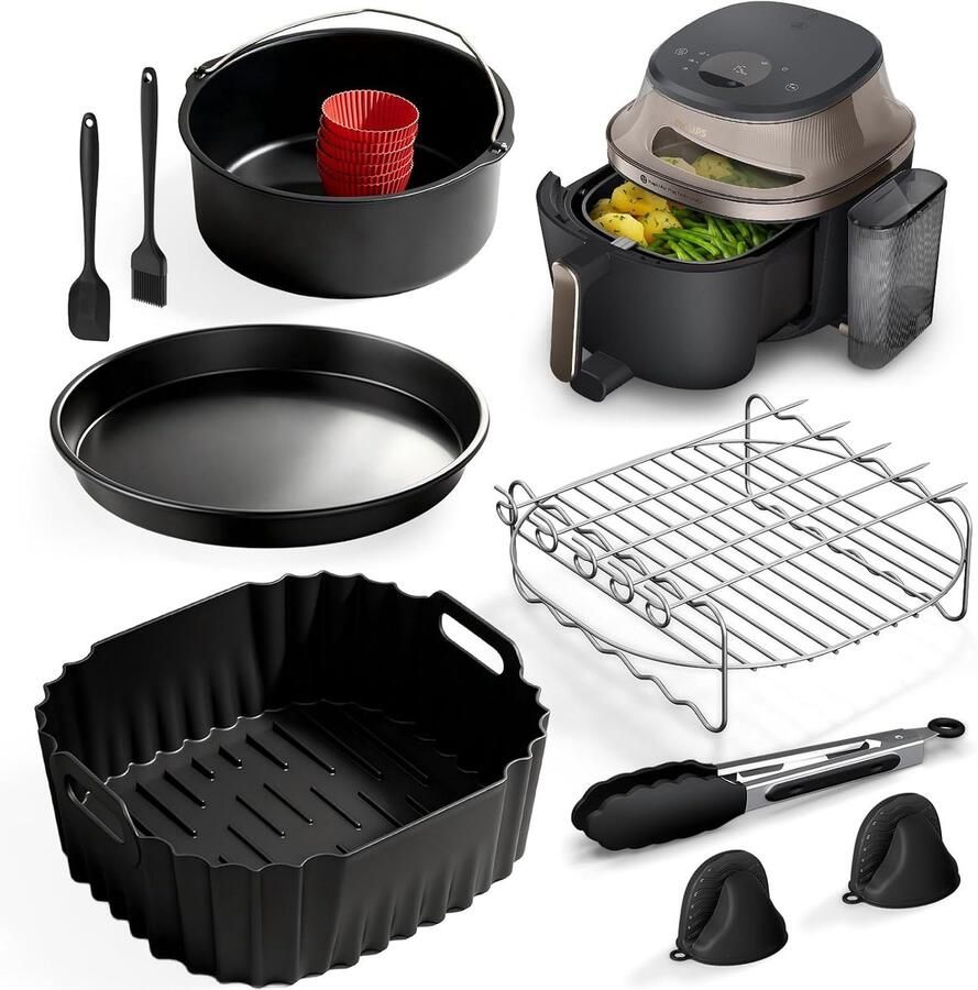 SnelShoppen Accessoires voor Airfryer 5000 Series 7 2 L Silicone Bakvorm Set Herbruikbaar Warmtebestendig BPA-vrij Perfect voor Bakken Grille
