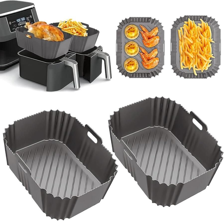 SnelShoppen Accessoires voor Heteluchtfriteuse 2 Stuks Silicone Airfryer Accessoires Compatibel met Dual Zone Airfryers Geschikt voor Keuken Kok