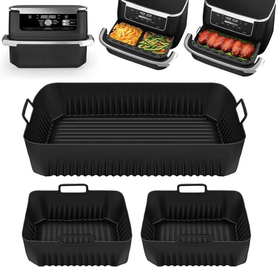 SnelShoppen Accessoires voor heteluchtfriteuse 3 Stuks Siliconen Vormen voor Ninja AF500EU 10 4L Duurzaam en Flexibel Airfryer Inzetstukken voor