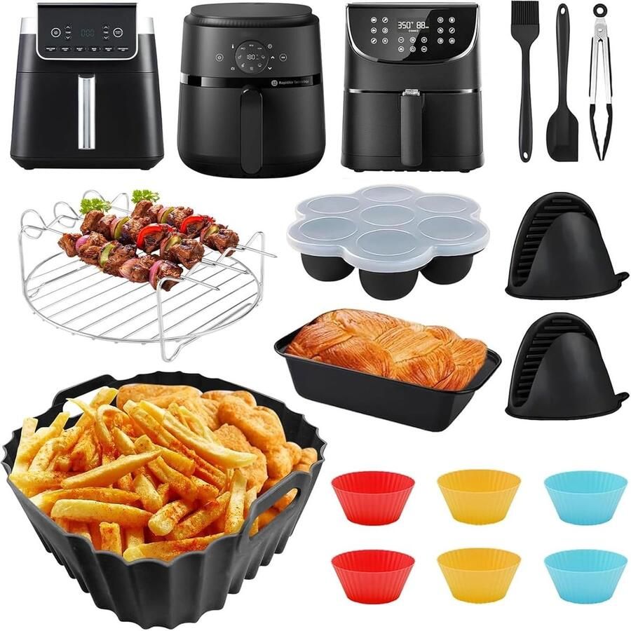 SnelShoppen Accessoires voor heteluchtfriteuse grillrooster grilltang inzetstuk siliconenvorm voor Philips Airfryer 2000 Series NA229 00 ideaal