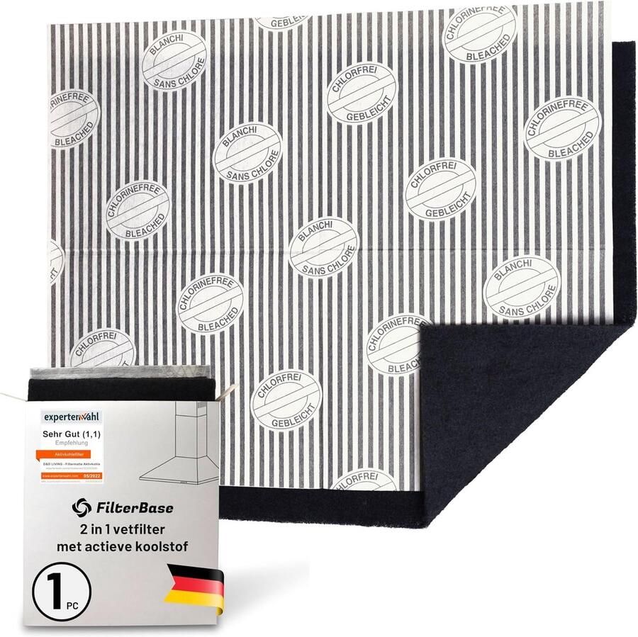 SnelShoppen Actieve Koolstoffilter Afzuigkap Vlak Vetfilter + Snijdbaar Koolstoffilter 57x47 cm Verbeterde Geur- en Vetverwijdering voor Keuken