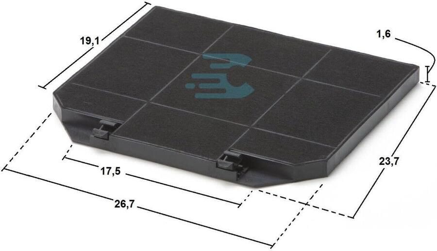 SnelShoppen Activated Carbon Filters voor Afzuigkappen 2 Stuks Geurremmend Trapeziumvormig 26.7 x 23.5 x 1.5 cm Geschikt voor Keuken Ver
