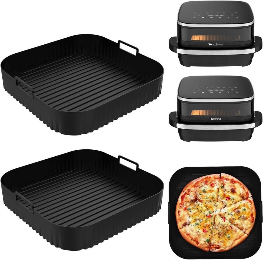 SnelShoppen Air Fryer Accessoires 27 cm Siliconen Vormen Set van 2 Ideaal voor Airfryer Geschikt voor Bakken Koken Pizza en Meer Keuken Es