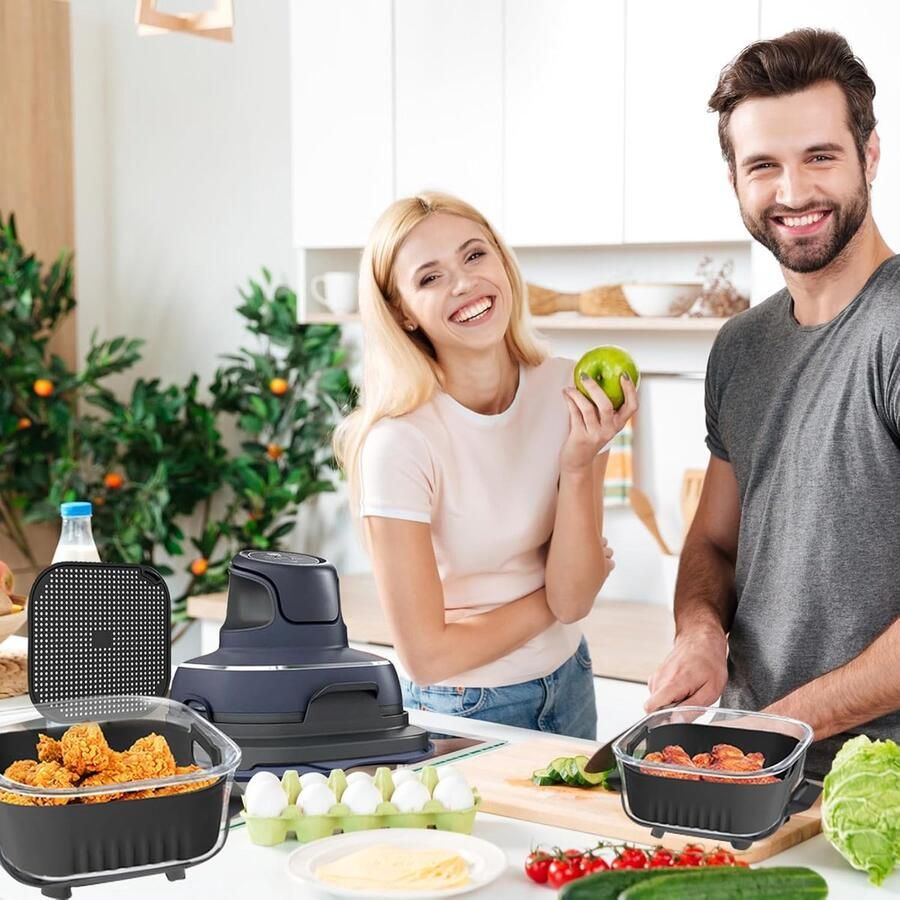 SnelShoppen Air Fryer Accessoires Set voor Creatief Frituren 2 Silicone Mallen + Spatdeksel + Siliconen Matten Herbruikbare Moulds voor Airfryer