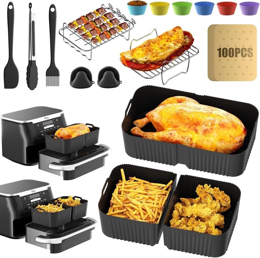 Airfryer accessoires silicone mat en inserts 10.4L en 5.2L geschikt voor grotere porties