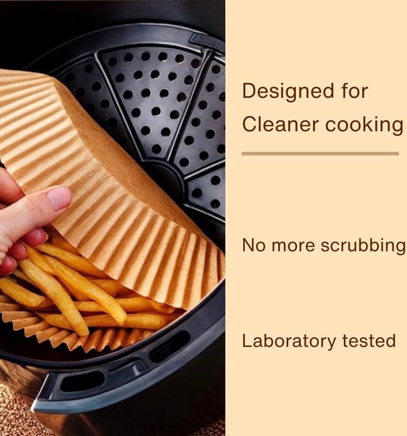 SnelShoppen Air Fryer Liners 16 cm 100 stuks Ronde Niet-Klevende Ongebleekte Perkamentpapier Inlegvellen Vet- en Vochtbestendig Wegwerpbare