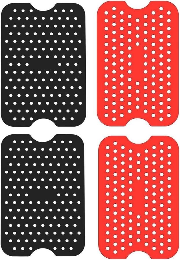 SnelShoppen Air Fryer Liners 4 Stuks Herbruikbare Silicone Liner voor Airfryer Perforated Design Hittebestendig tot 221°C Keukenaccessoires