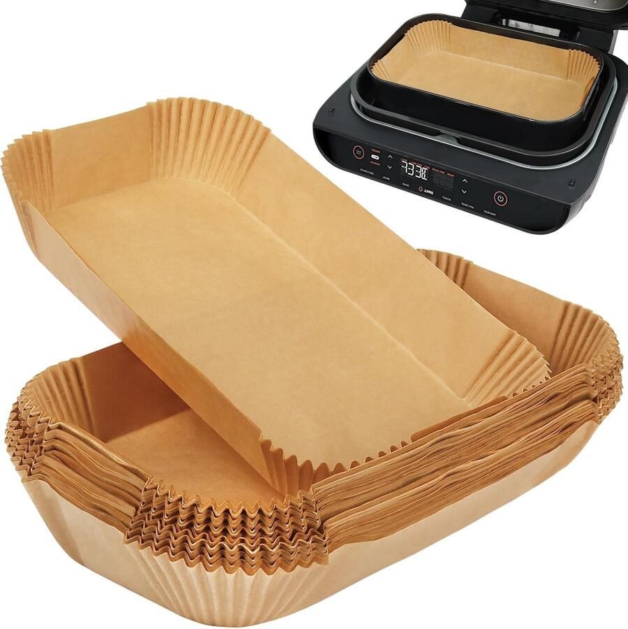 SnelShoppen Air Fryer Liners voor Airfryer en Grill 100 Stuks Biologisch Afbreekbare Bakpapier Perfecte Pasvorm voor Ninja Foodi MAX Keukenacces