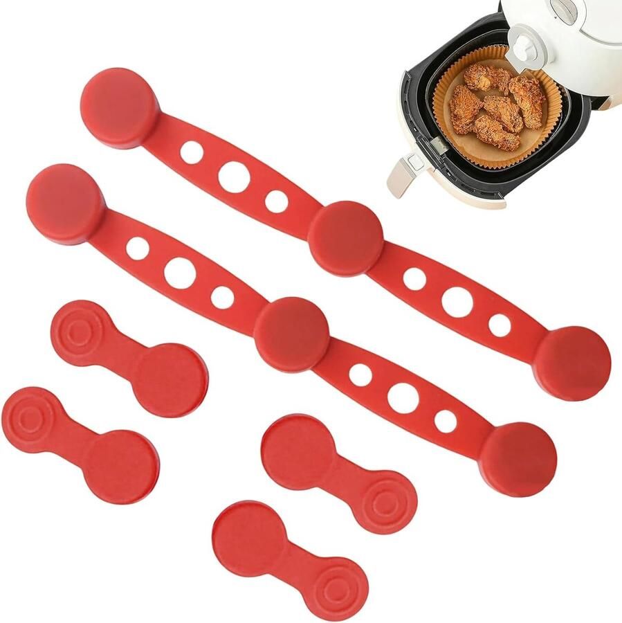 SnelShoppen Air Fryer Magneten voor Bakpapier 2 Sets Magnetische Siliconen Gespen Voorkom Wegvliegen en Verbranden Universeel voor Alle Hetelu