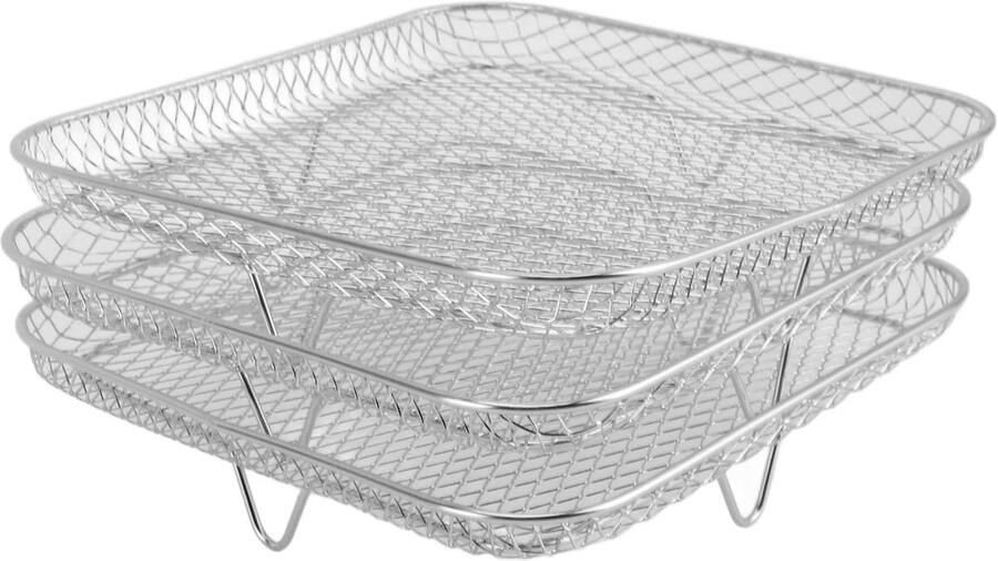 SnelShoppen Air Fryer Rack Stapelbare RVS Frituur Racks Multilayer Dehydrator Rack Airfryer Accessoires Vaatwasserbestendig Vierkant