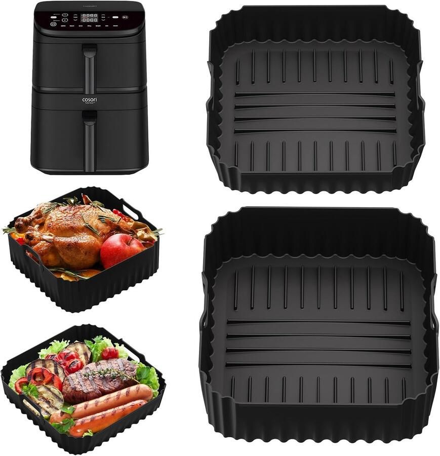 SnelShoppen Air Fryer Silicone Mould Set voor 10.8L Cosori Turbo Tower Pro Herbruikbare Silicone Inserts voor Heerlijke Gerechten Perfect voor K