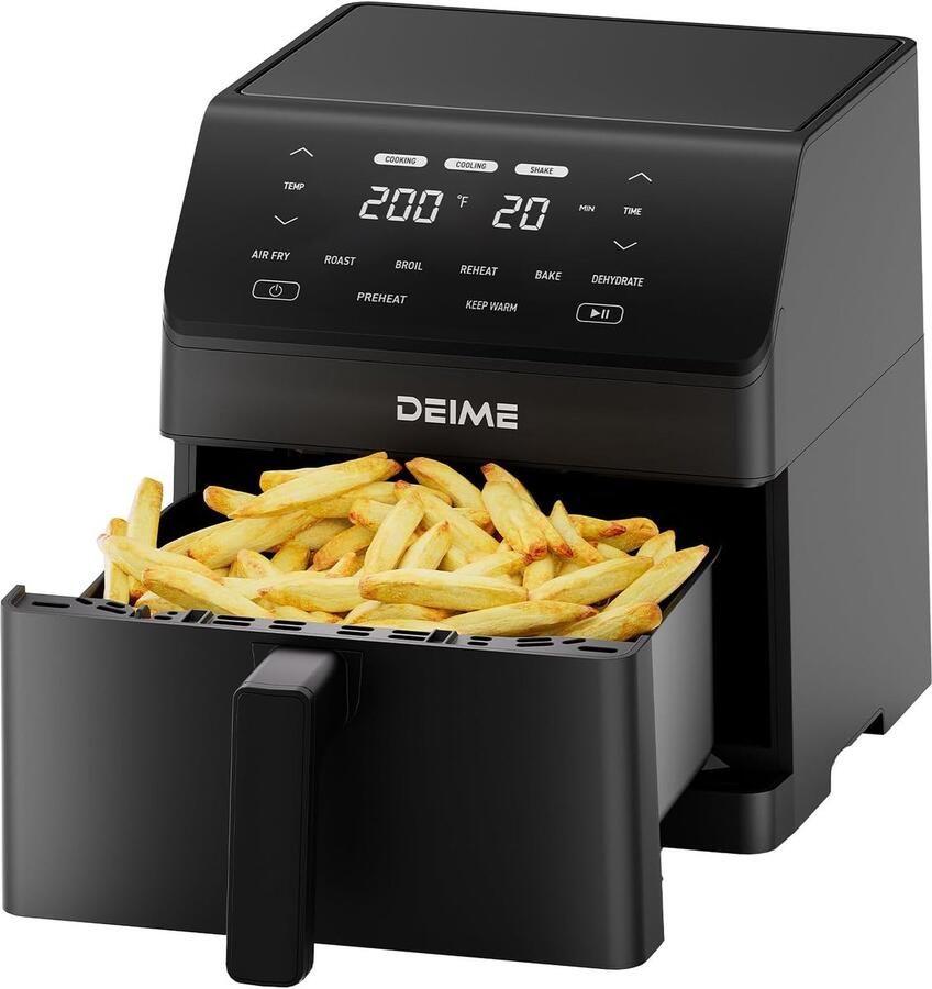 SnelShoppen Airfryer 6L Gezonde Frituurpan 1500W met 10 Voorinstellingen Visueel Kookvenster Antiaanbakmand Ideaal voor Keuken Feest Gezinne