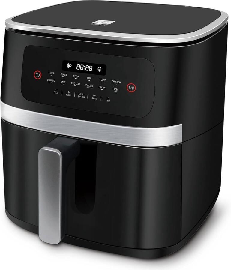 SnelShoppen Airfryer 7 Liter XXL Digitale Air Fryer Zonder Olie Touch Screen 1800 W Timer Receptenboek Max Temperatuur 200 °C Gezond Koken vo