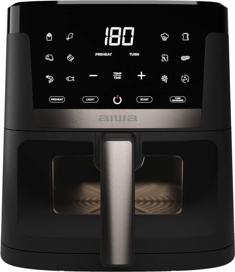SnelShoppen Airfryer 7L Digitale Bediening 1800W met 12 Programma's en Zelfreiniging Kleur Zwart Roestvrij Staal en Kunststof Ideaal voor Keuken