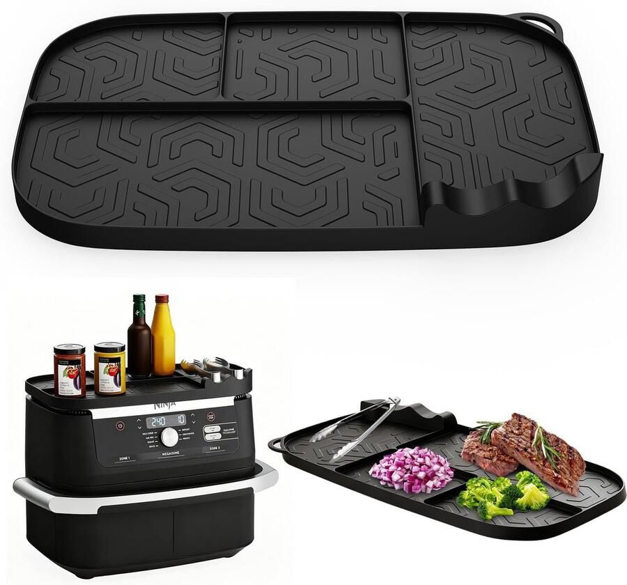 SnelShoppen Airfryer-accessoire rek met siliconen mat 42 x 23 cm multifunctionele keukenmat voor heteluchtfriteuses ideaal voor kruidenflessen en