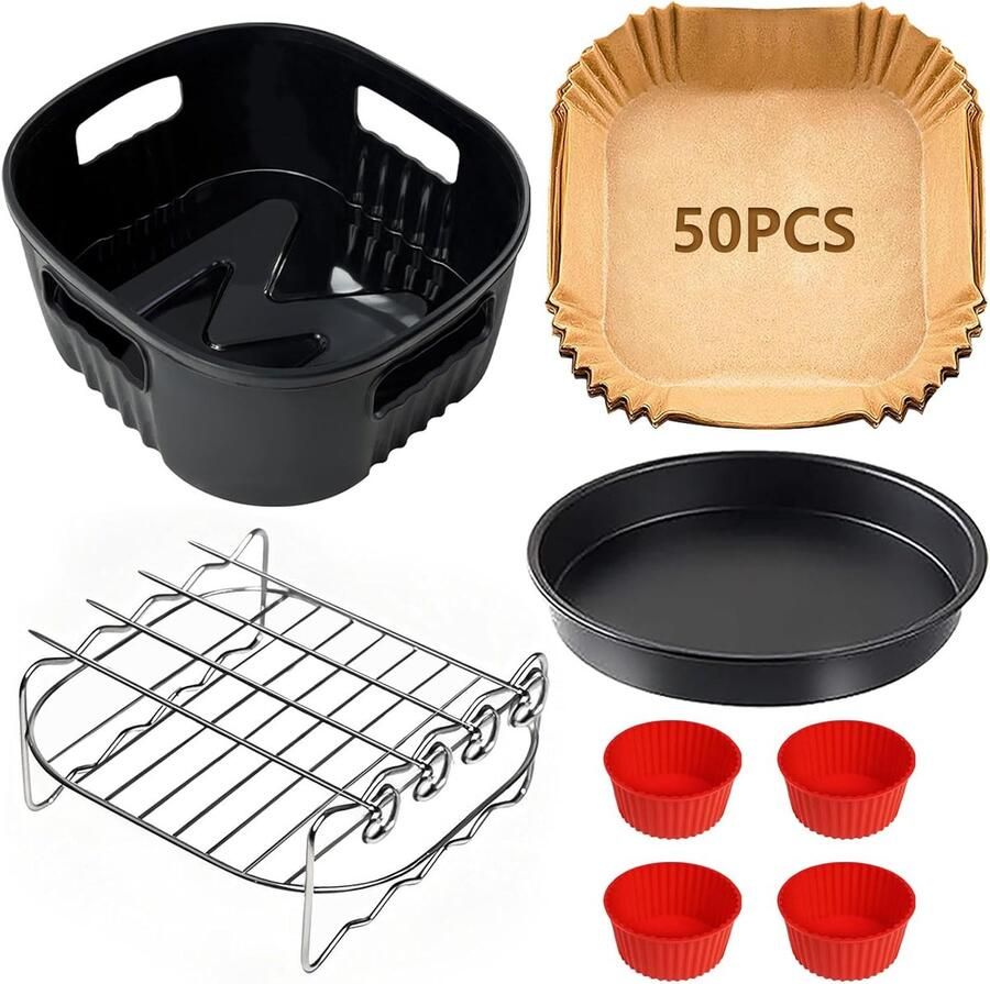 SnelShoppen Airfryer Accessoires 5 Stuks voor Philips 4 1L BPA-vrij Siliconen Vorm Pizzapan Herbruikbare Keuken Gadgets voor Gezonde Bereidingen