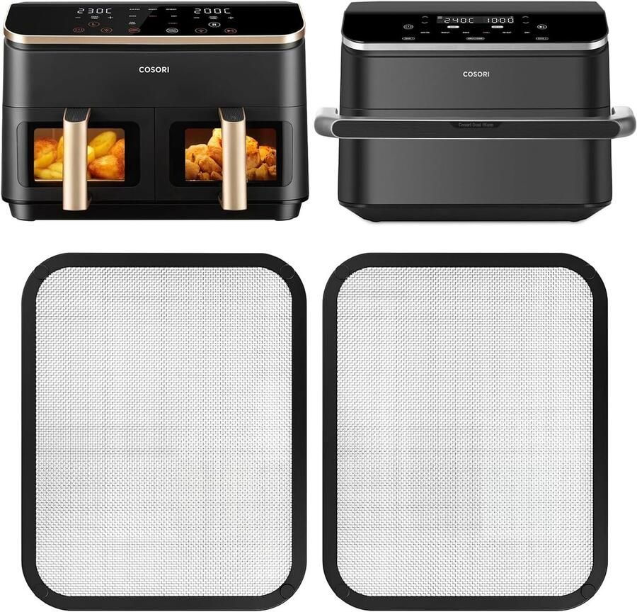 SnelShoppen Airfryer Accessoires Set van 2 RVS Fijnmazig Splash Guard voor Cosori XXL 8.5L en Dual Blaze 10L Keuken Bescherming en Luchtcirculat