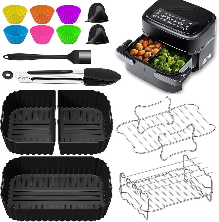 SnelShoppen Airfryer Accessoires Set voor Philips 1000 Series 7 1L Siliconen Muffinvormen Grillrooster BPA-vrij Ideaal voor Keuken en Feest