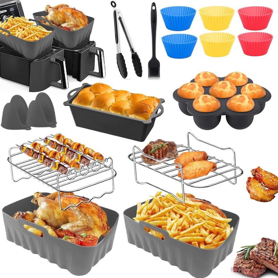 SnelShoppen Airfryer Accessoires Silicone Vorm voor Ninja Foodi Max Dual Zone Airfryer 7.6L-9.5L Perfect voor Bakken Koken en Gezonde Maaltijden i