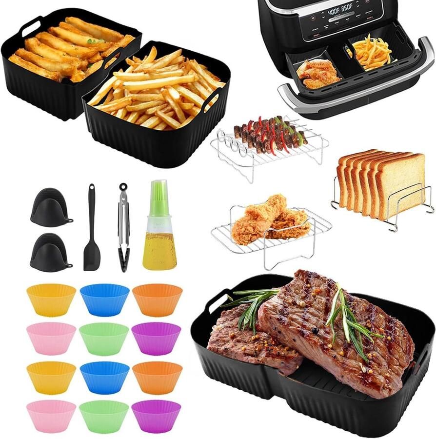 SnelShoppen Airfryer Accessoires voor Ninja Foodi Flexdrawer 10 4L 1x 10 4L & 2x 5 2L Siliconen Vormen Keukenaccessoires voor Heteluchtfriteuse