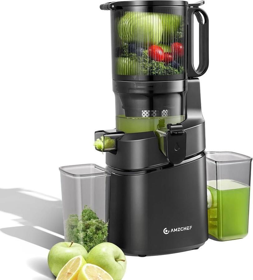 SnelShoppen Automatische sapcentrifuge 250W 1 8L slowjuicer met drievoudig filter voor groenten en fruit 145 mm opening zwart keukenaccessoire