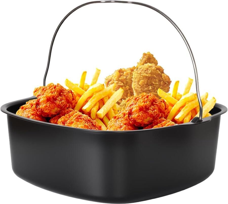 SnelShoppen Bakvorm voor Airfryer 22 cm Herbruikbare Heteluchtfriteuse Vorm met Antiaanbaklaag Vaatwasmachinebestendig Bakvorm voor Keuken Fees