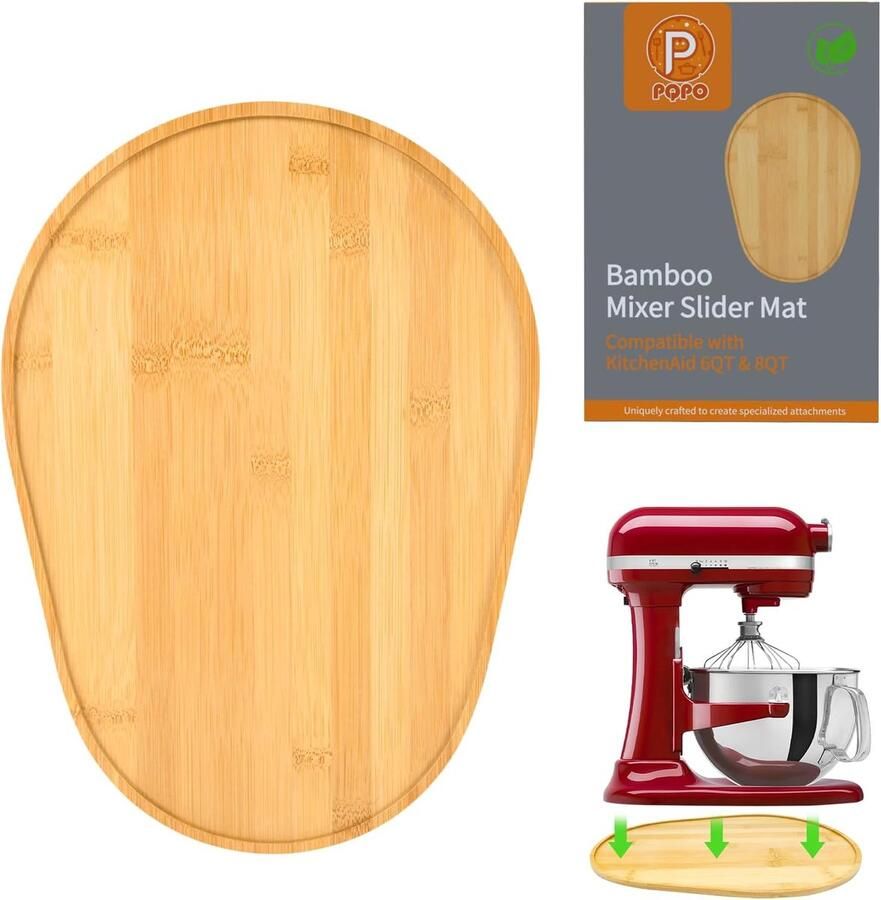 SnelShoppen Bamboe Mixer Slider voor KitchenAid 6 7 8 Quart Bowl-Lift Stand Mixer Natuurlijke Schuifmat voor Keuken Antislip Duurzaam Eco-vrien