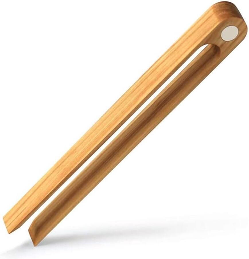 SnelShoppen Bamboo Herbruikbare Toast Tangen met Magnetische Basis van Hout Ideaal voor Toaster Kaas Spek Muffin Fruitbrood Keuken Gereedschap