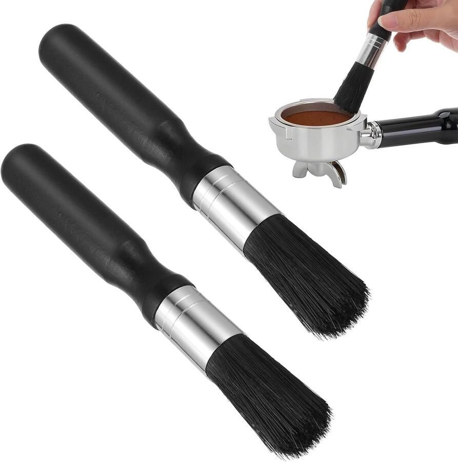 SnelShoppen Barista Borstels 2 Stuks Koffie Borstel Koffie Schoonmaakborstel Geschikt voor het Schoonmaken van Koffiedik uit Koffiemolens Koffi