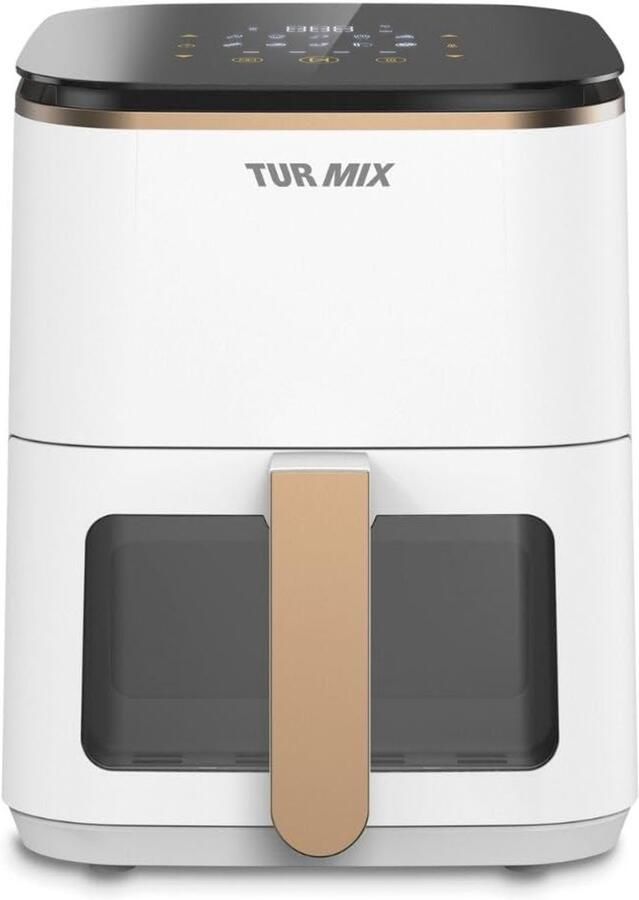 SnelShoppen Bekroonde heteluchtfriteuse wit TURMIX CX 250 compact 3 5 l airfryer 1350 W met transparant venster en touchdisplay 10 automatische