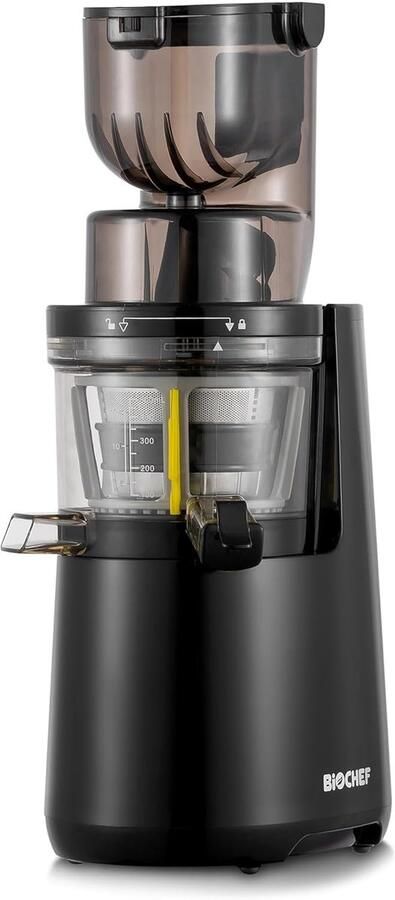 SnelShoppen BioChef Atlas Whole Slow Juicer Sapcentrifuge Zwart Slowjuicer voor Groenten en Fruit Koudgeperst Gezond en Vers Sap maken Keu
