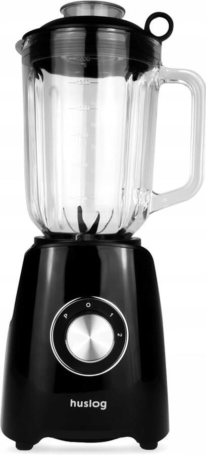 SnelShoppen Blender 1200W met 1 5L Glazen Kan 6 RVS Messen 2 Snelheden + Pulsfunctie Ice-Crush-Functie Zwart voor Smoothies Soepen en Cocktails