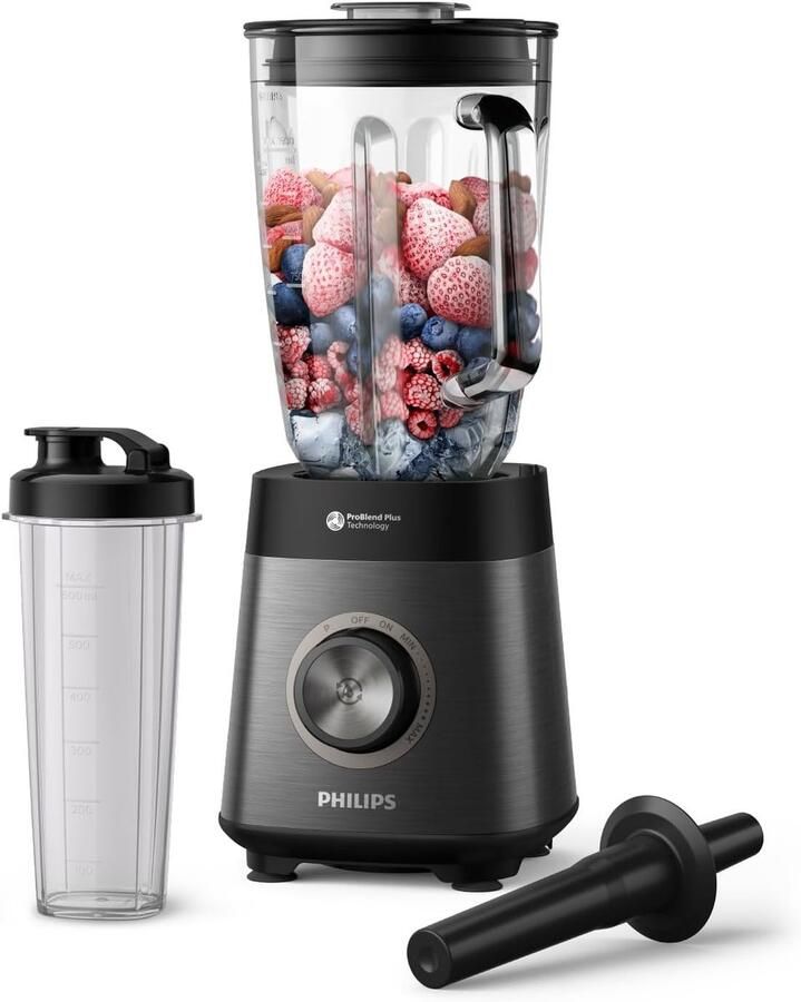 SnelShoppen Blender 1200W ProBlend Plus 2L Capaciteit Voor Dikke Diepgevroren Smoothies Afneembare Messen Eenvoudig Schoonmaken Zwart Ideaal v