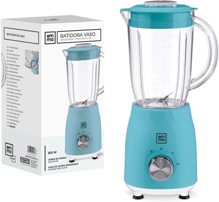 SnelShoppen Blender 1.2L Hoogwaardige Turbo Prestaties Laag Energieverbruik Schokbestendig Makkelijk Schoonmaken Blauw Voor Keuken en Gastrono