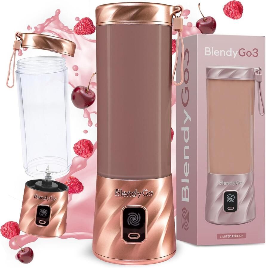 SnelShoppen Blender BlendyGo 3 Mixer Draagbare Smoothie Maker met USB-C Snellader IPX7 Waterdicht PulseMotion & BlendPro Technologie 550 ml Roz