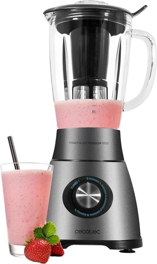 SnelShoppen Blender Power Black Titanium 2500MAX Pro 1800W 22000 RPM 6 titanium messen hittebestendige 1 8L kan 5 snelheden turbo smoothiefi