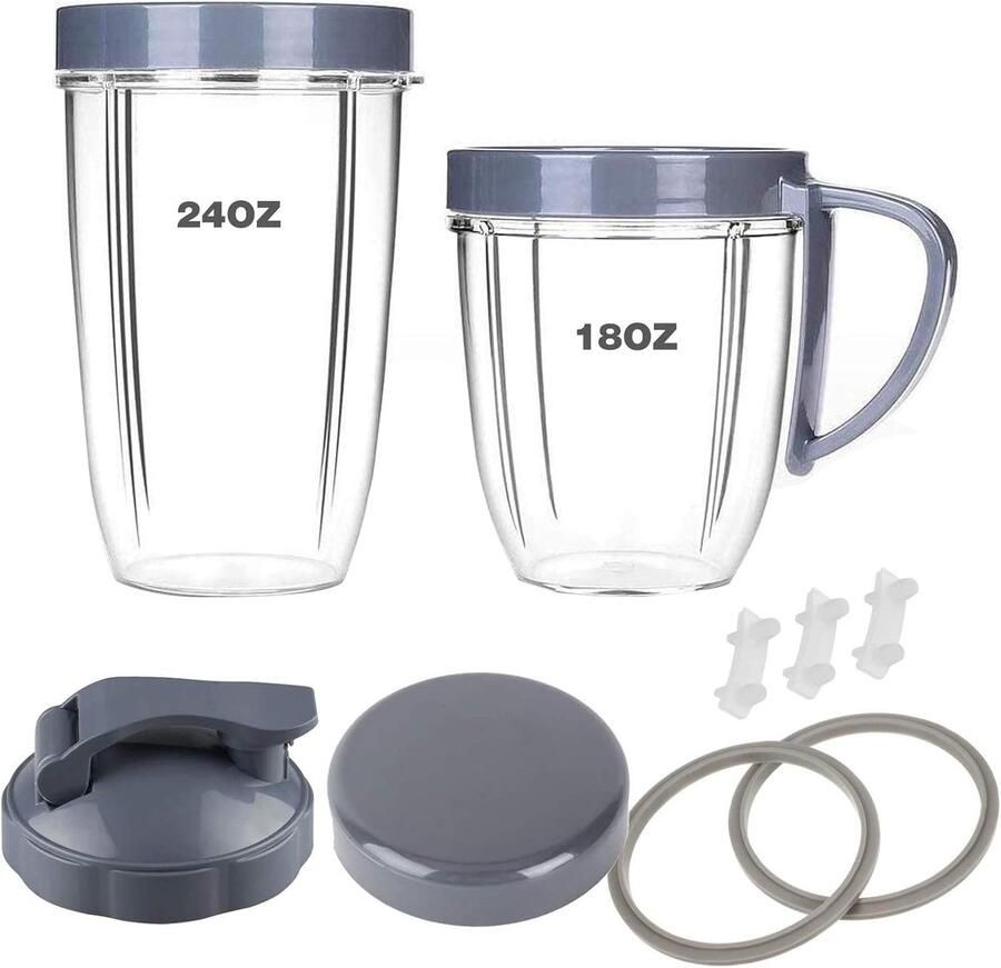 SnelShoppen Blender Vervangingsonderdelen 18oz 24oz Cups met Lip Ring Flip-Top To-Go Deksel Resealable Stay Fresh Lids Gaskets & Shock Pads B