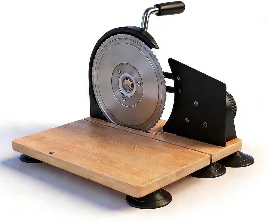 SnelShoppen Broodsnijmachine voor Zuurdesem Verstelbare Dikte Ergonomisch Handvat Roestvrij Staal en Hout Ideaal voor Thuis Keuken en Bakkers