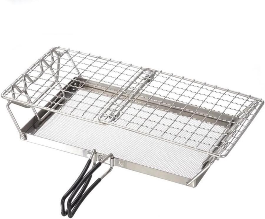 SnelShoppen Camping Toaster voor Gasfornuis Rvs Toaster met Vouwhandvat Voor 2 Plakken Brood Ideaal voor Kamperen Hiking Picknick