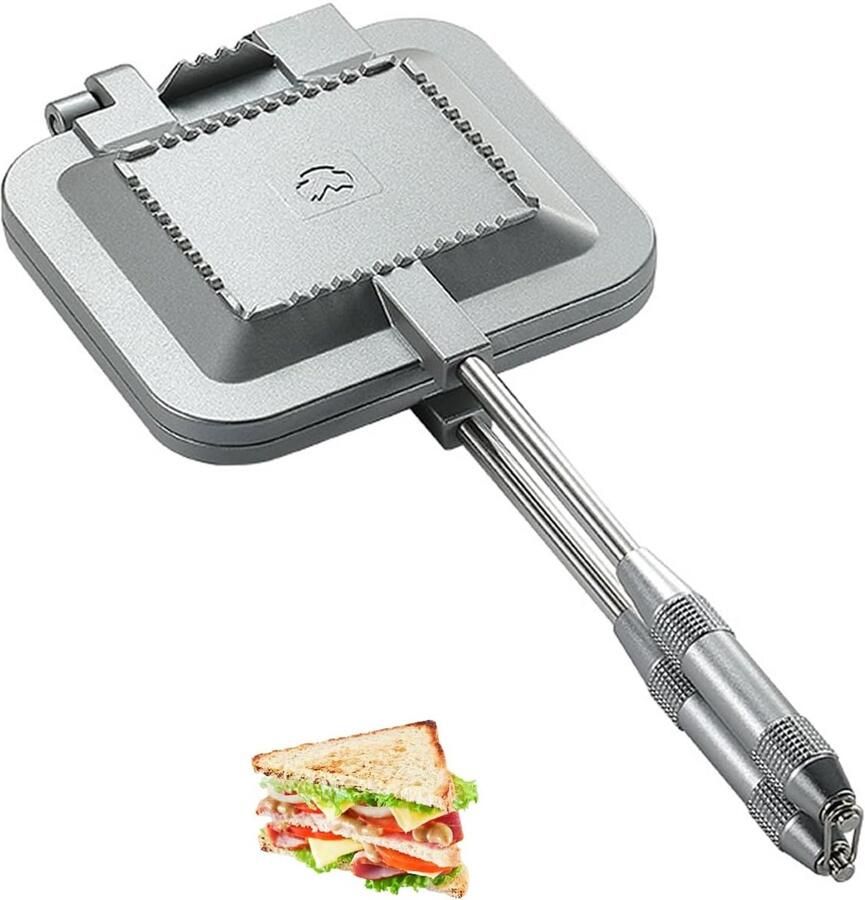 SnelShoppen Camping Toastie Maker Aluminium Dubbelzijdige Verwarming Toaster Sandwich Maker Multifunctioneel Hob Grill Pan Koken Voor Camping Tuin