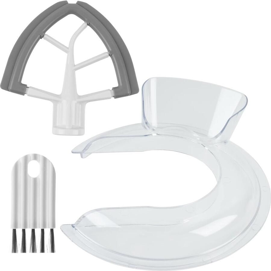 SnelShoppen Casting Shield en Siliconen Paddle Mixer voor Keukenmachine Plat Menghulp Geschikt voor 4.5 & 5qt KeukenAid Hoogwaardige Aluminium Con