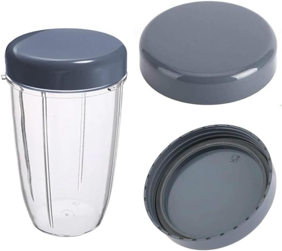 SnelShoppen Citrus Juicer Spare Parts Set van 2 Resealable Lids met Rubber Seal voor Juicer & Extractor Hoogwaardige Plastic Grijs Geschikt voor