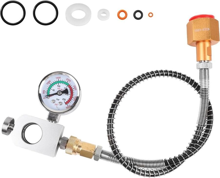 SnelShoppen CO2 adapter hoge drukslang met 3000 PSI drukmeter CO2 vuladapter voor W21.8-14 (DIN477) Snelle aansluiting navulslang voor soda maker