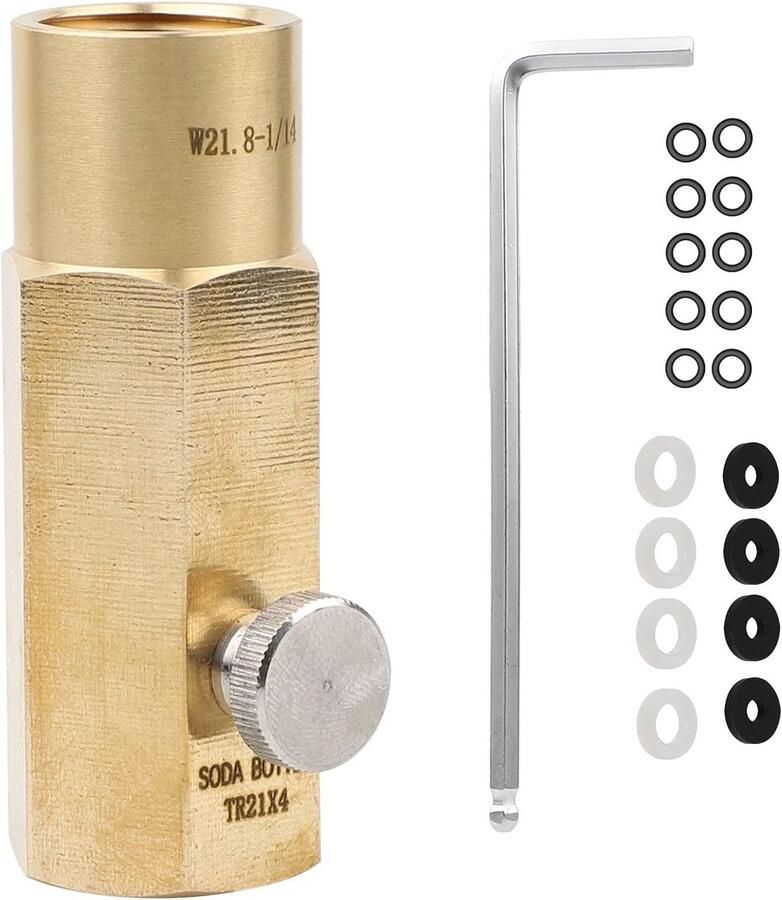 SnelShoppen CO2-adapter voor Sodastream Messing CO2-navuladapter W21.8-14 Flesadapter voor het vullen van SodaStream flessen Bespaar geld en v
