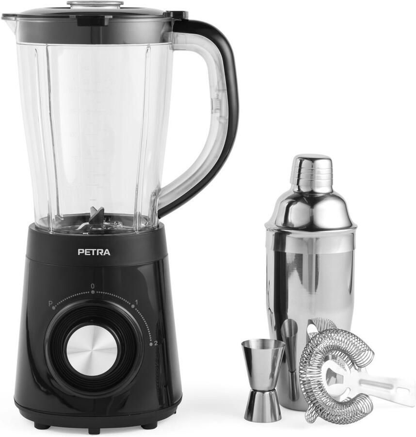 SnelShoppen Cocktailmixer-Set 1 5L Standmixer met Shaker 500W 2 Snelheden Pulse-functie RVS Klingen Ideaal voor Feesten en Smoothies