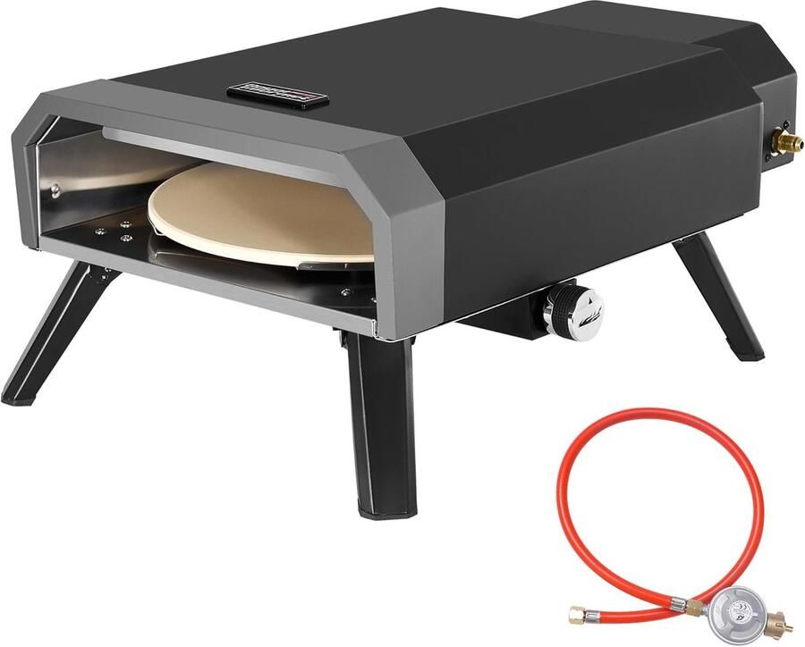 SnelShoppen Compacte Gas Pizza Oven met Pizzasteen 4 kW Gasoven voor Outdoor Camping met Gasslang en Regelaar Ideaal voor Tuin en Feesten