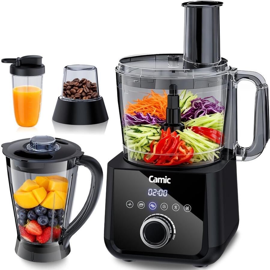 SnelShoppen Compacte Keukenmachine 1500W Food Processor met 6 Functies PowerChop Technologie 3-in-1 Schijf Eenvoudige Montage 2 5L Kom (Upgrade