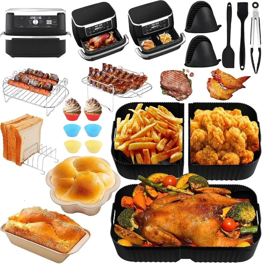 SnelShoppen Cosori Air Fryer Accessoires Silicone Rectangulaire Bakvorm voor Ninja AF500EU en COSORI 10L Herbruikbare Air Fryer Container voor Gez