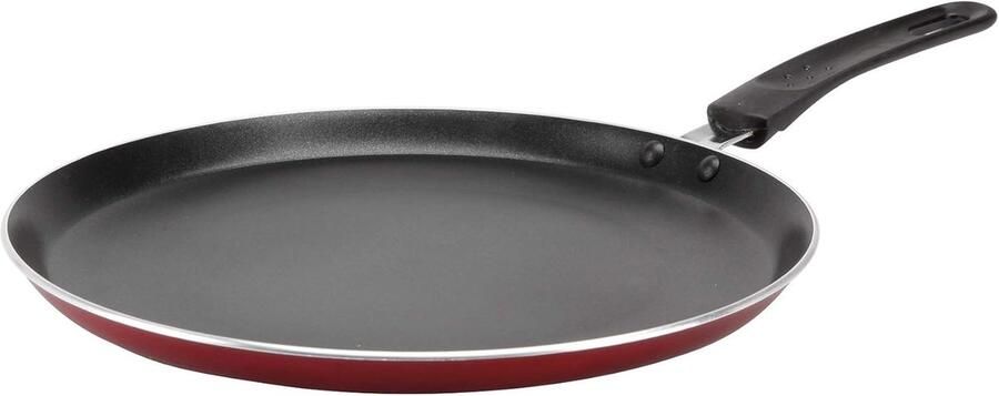 SnelShoppen Crepe Maker Inductie 28cm Rood Pannenkoekenpan voor Gas Elektrisch Inductie & Keramisch Geschikt voor Feestjes Keuken & Camping